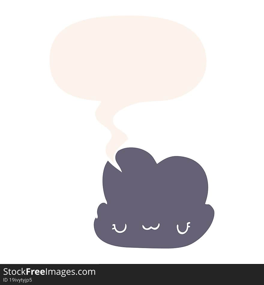 cute cartoon cloud and speech bubble in retro style