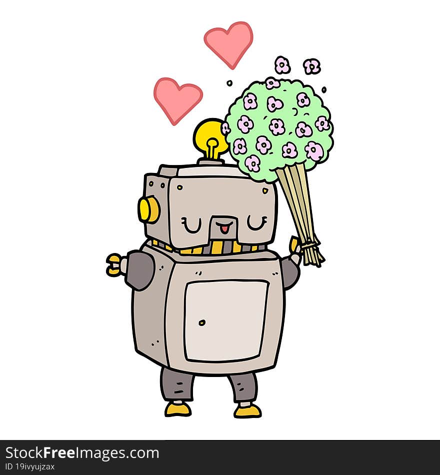 cartoon robot in love