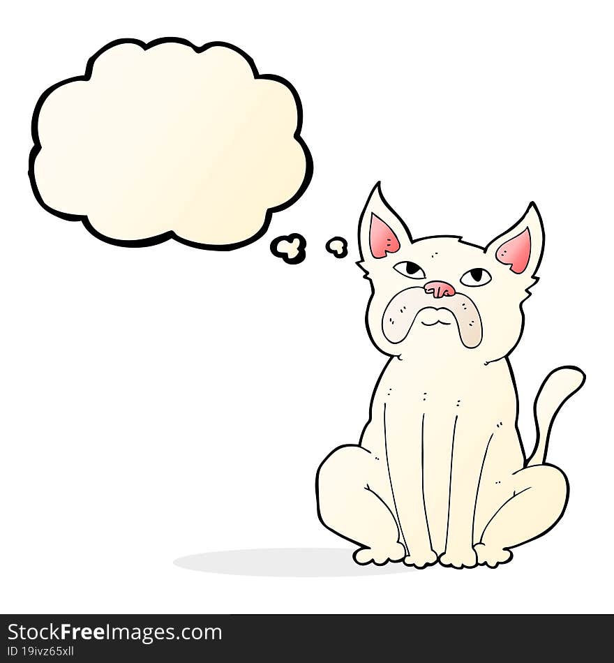 Cartoon Grumpy Little Dog With Thought Bubble