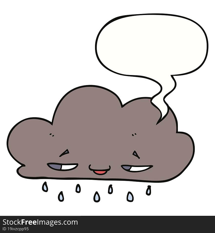 cartoon rain cloud and speech bubble