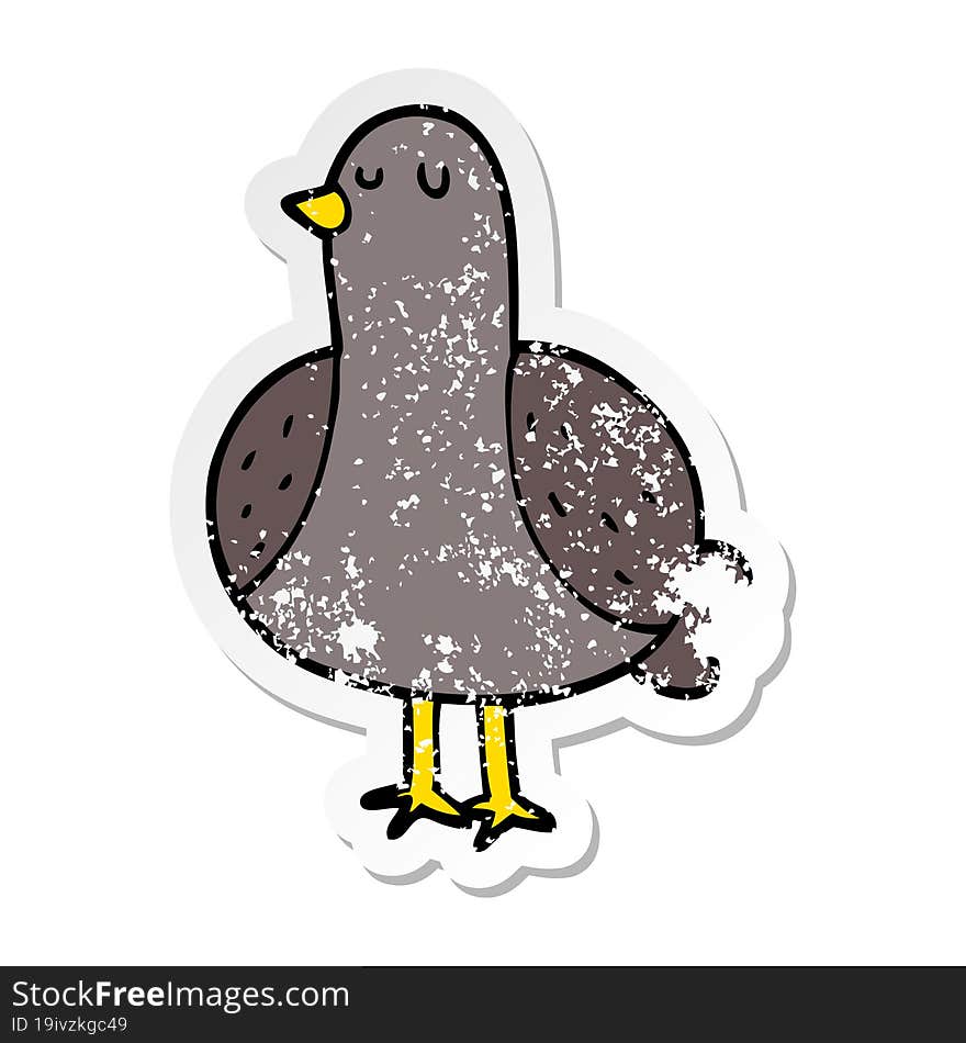 distressed sticker of a cartoon bird