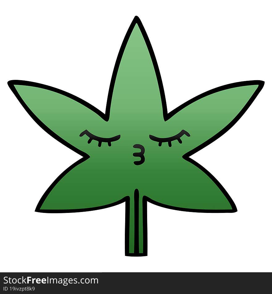 gradient shaded cartoon marijuana leaf