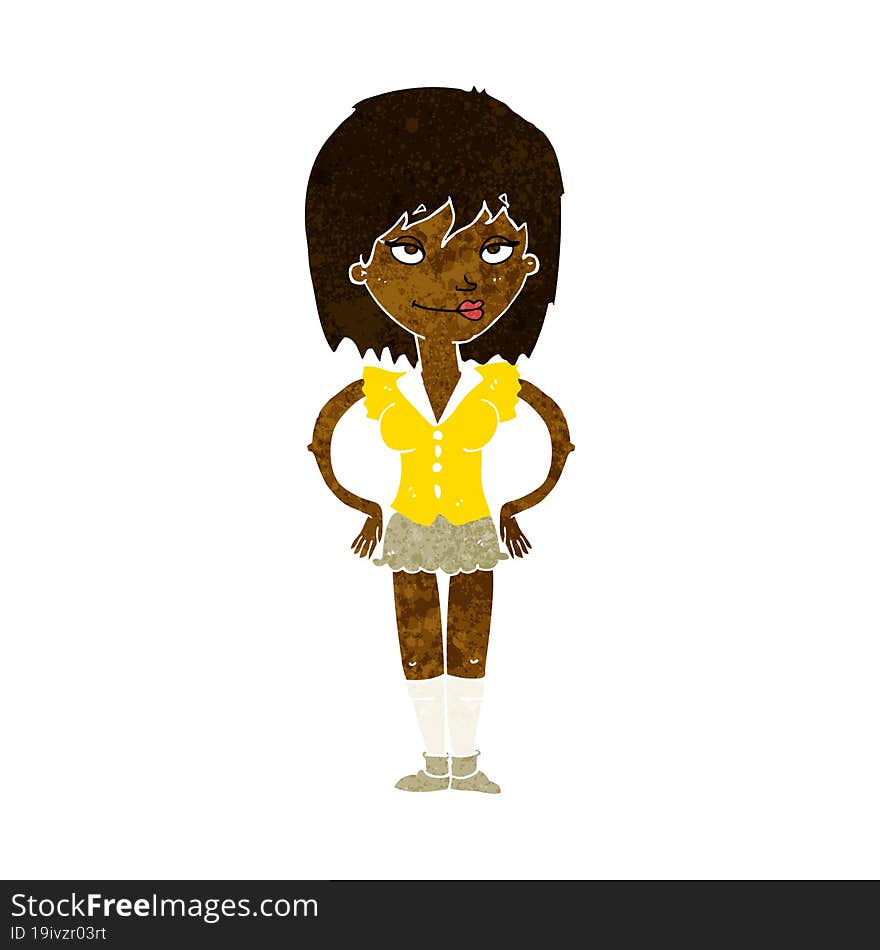 cartoon woman with hands on hips