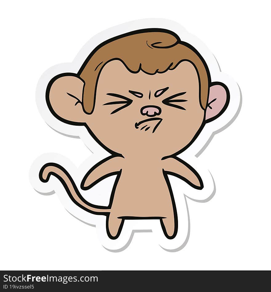 sticker of a cartoon angry monkey