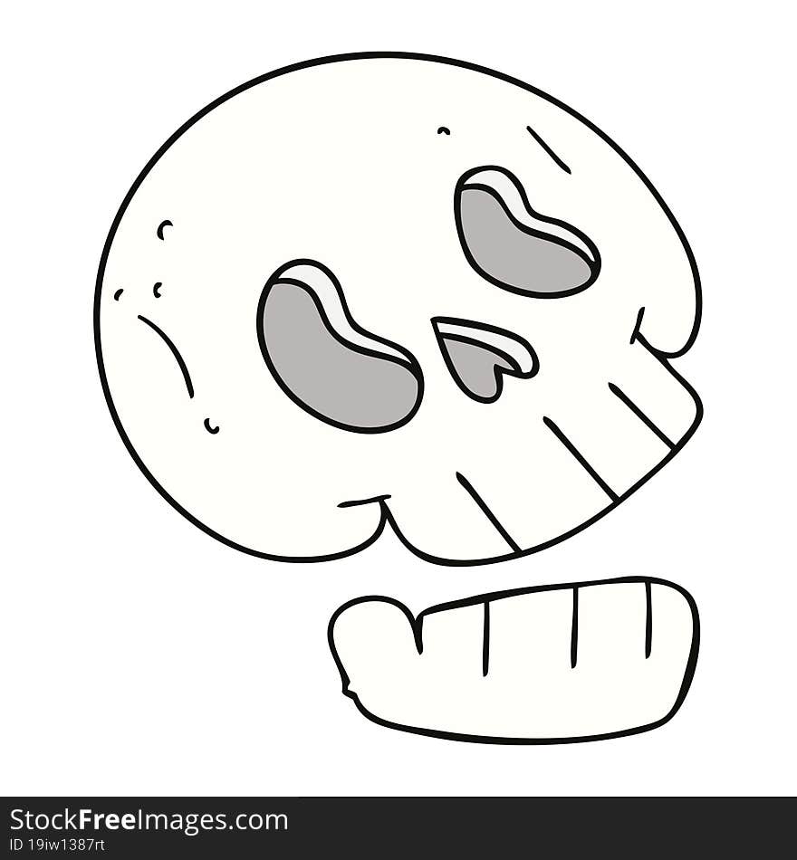 hand drawn quirky cartoon skull. hand drawn quirky cartoon skull