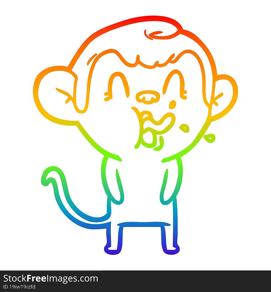 rainbow gradient line drawing crazy cartoon monkey