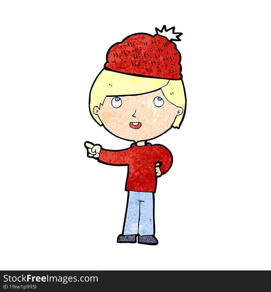 cartoon man wearing winter hat