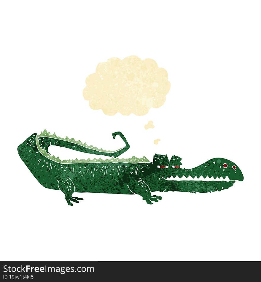 cartoon crocodile with thought bubble