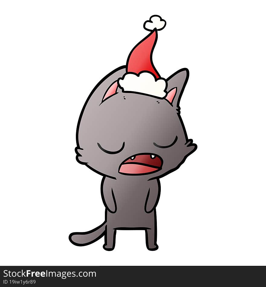 Talking Cat Gradient Cartoon Of A Wearing Santa Hat