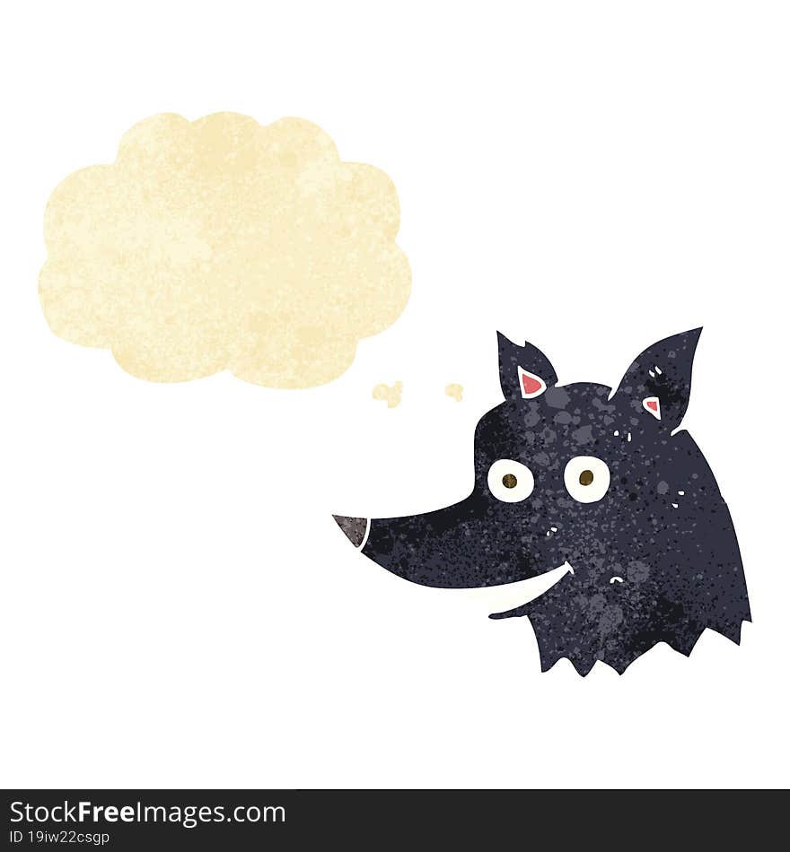 cartoon wolf head with thought bubble