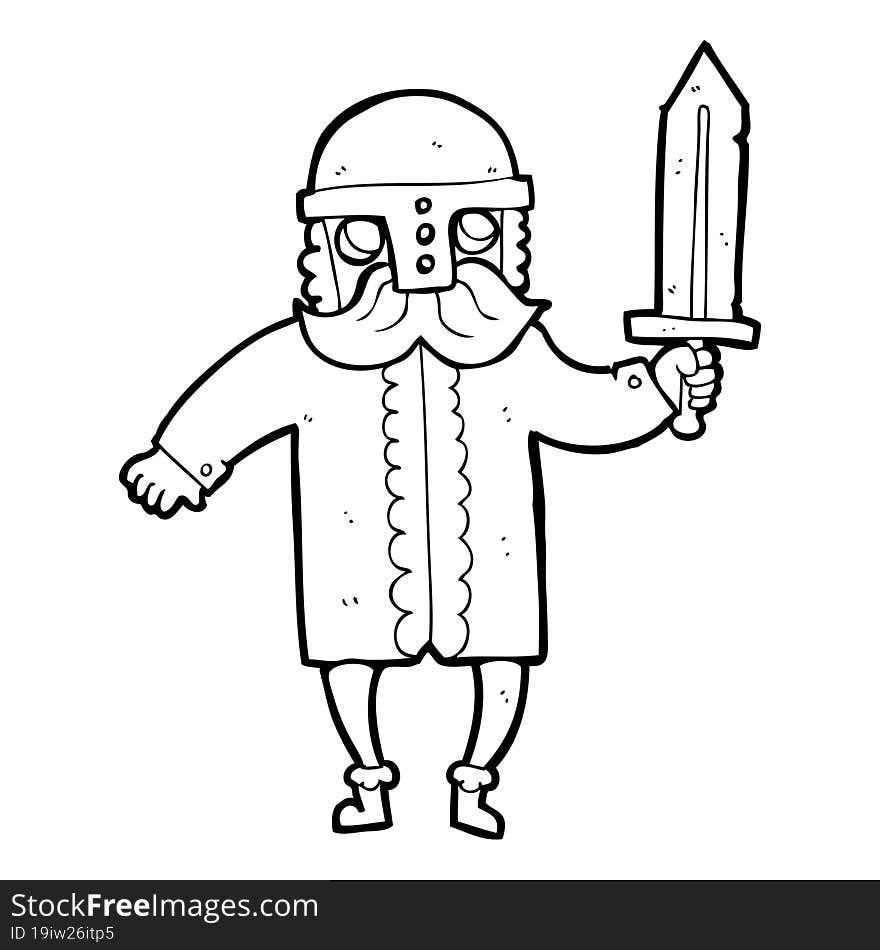 Black And White Cartoon Saxon Warrior