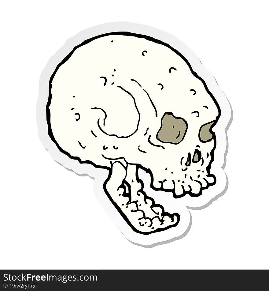 sticker of a cartoon spooky skull