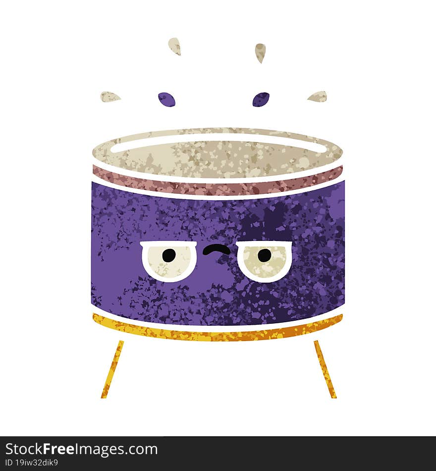 retro illustration style cartoon drum