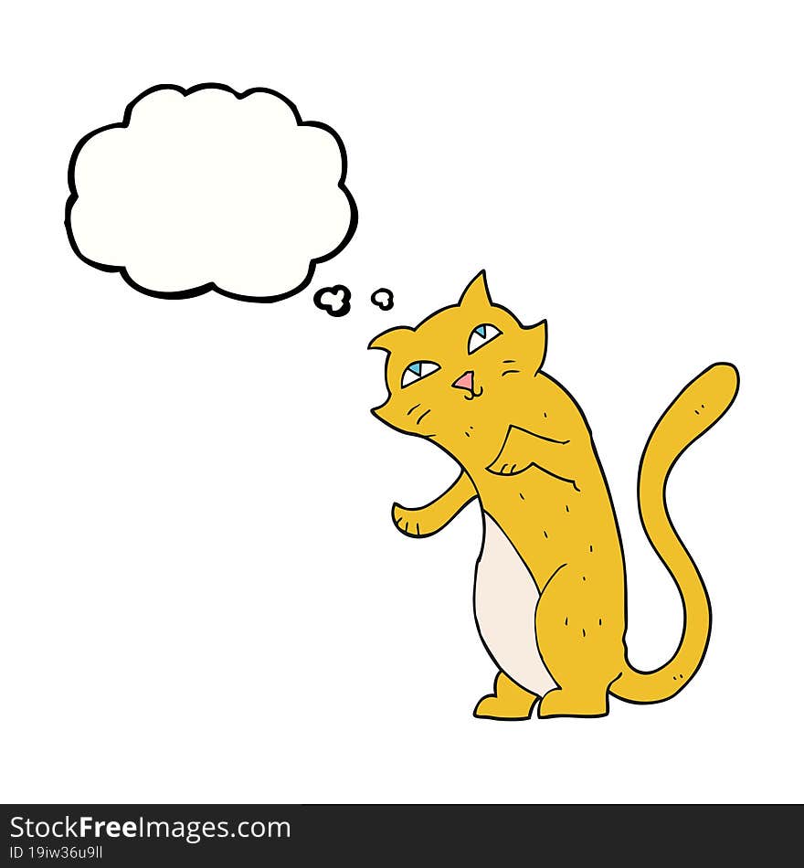 freehand drawn thought bubble cartoon cat