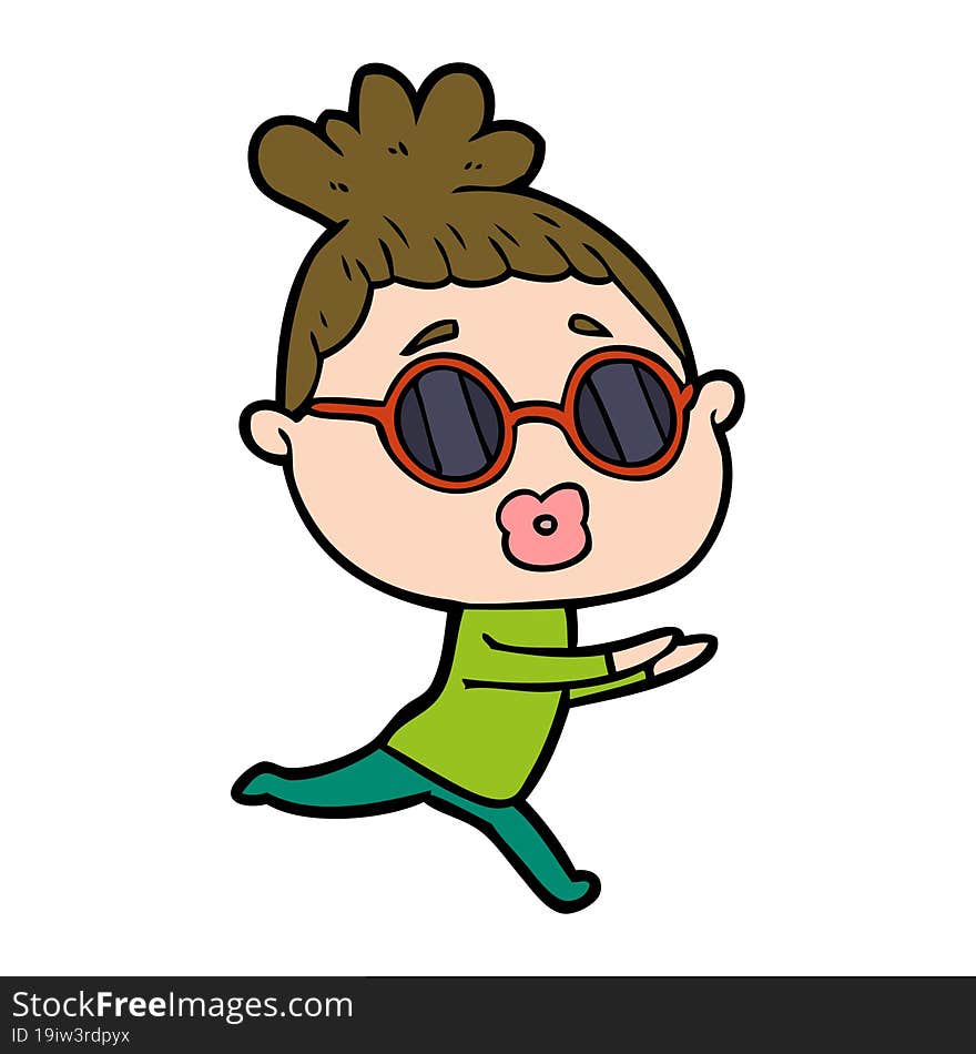 cartoon woman wearing sunglasses. cartoon woman wearing sunglasses