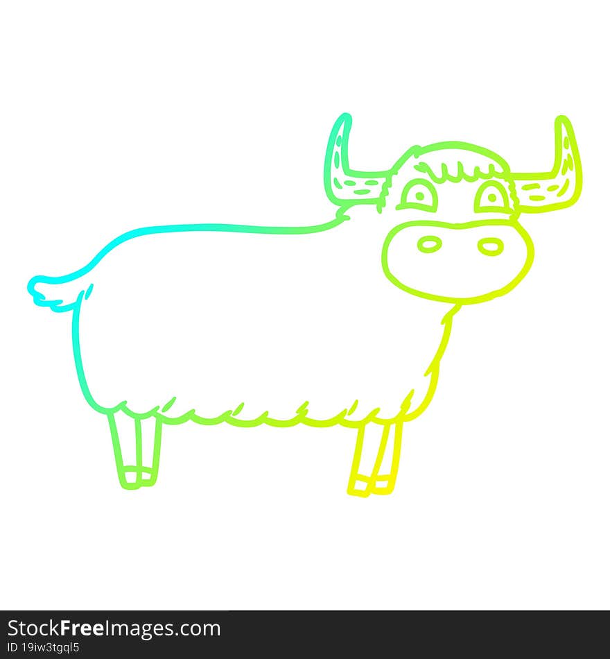 cold gradient line drawing cartoon highland cow