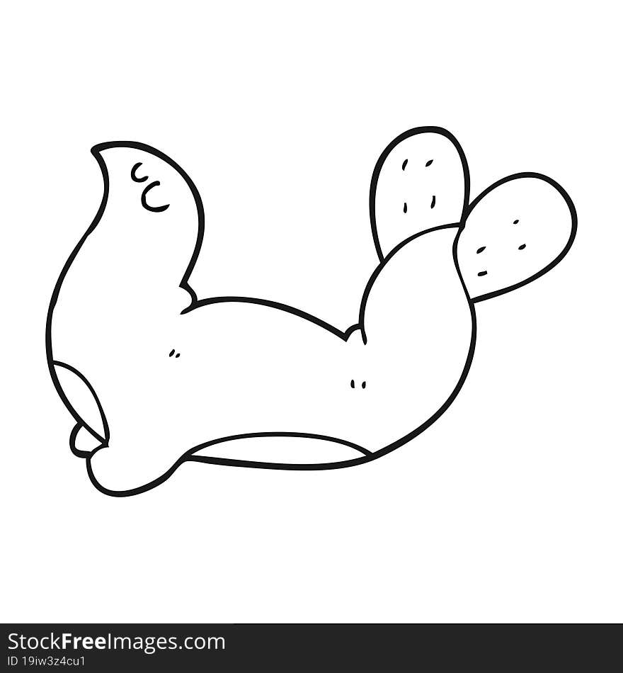 Black And White Cartoon Seal