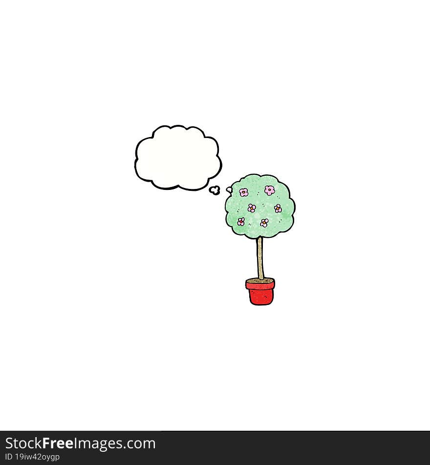 tree with thought bubble cartoon