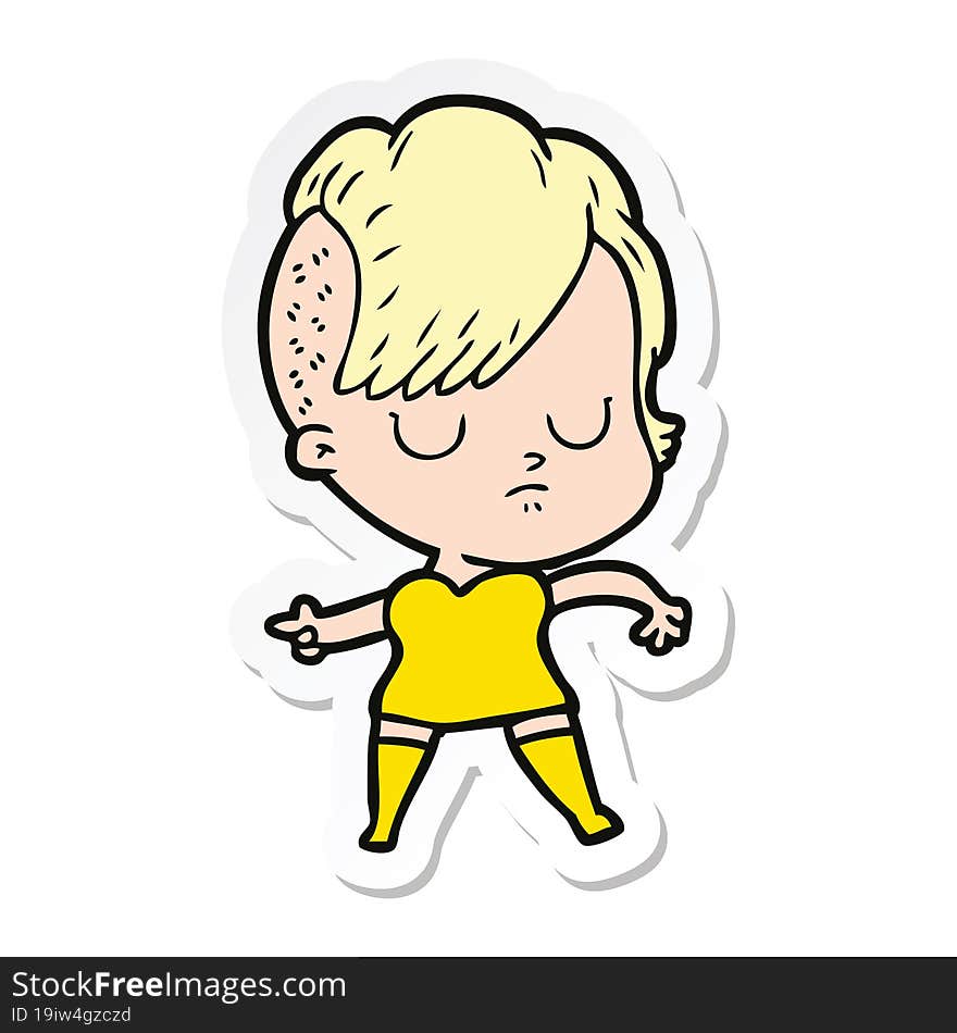 sticker of a cartoon woman