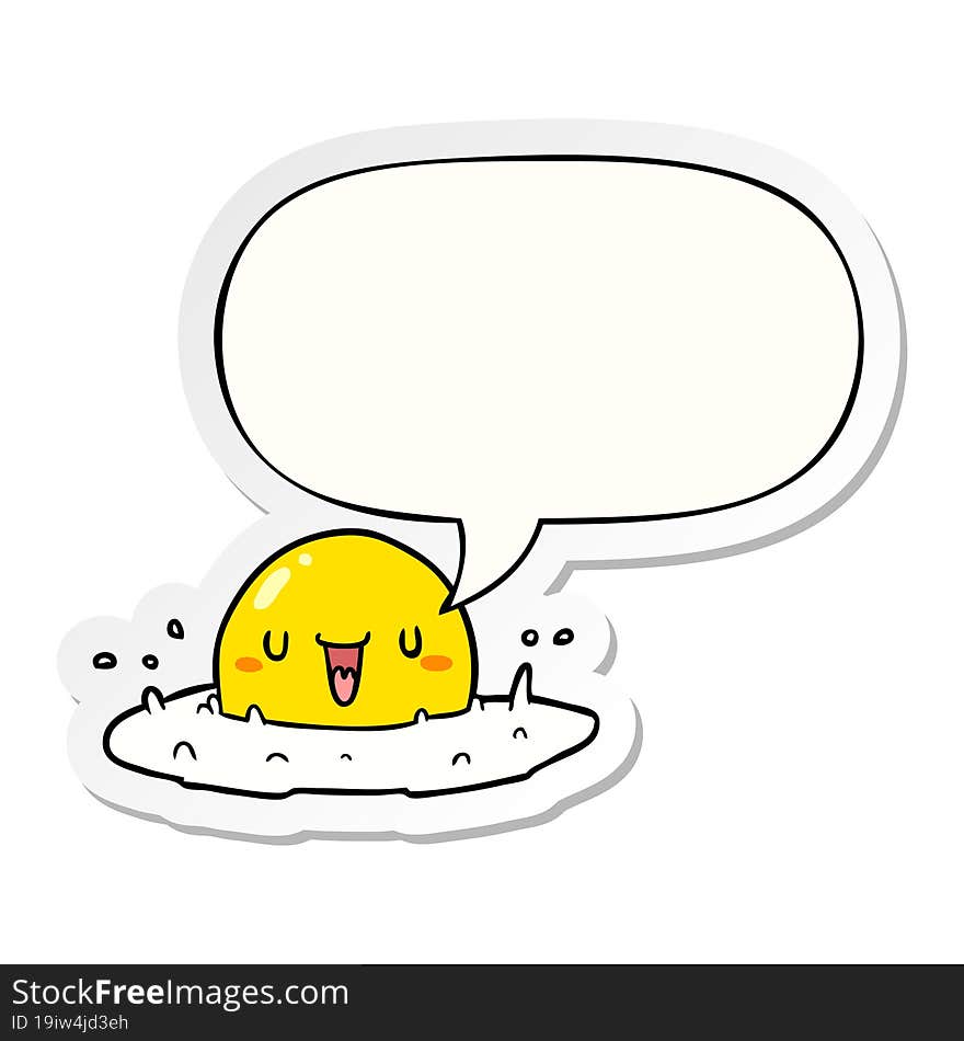 cartoon happy egg and speech bubble sticker