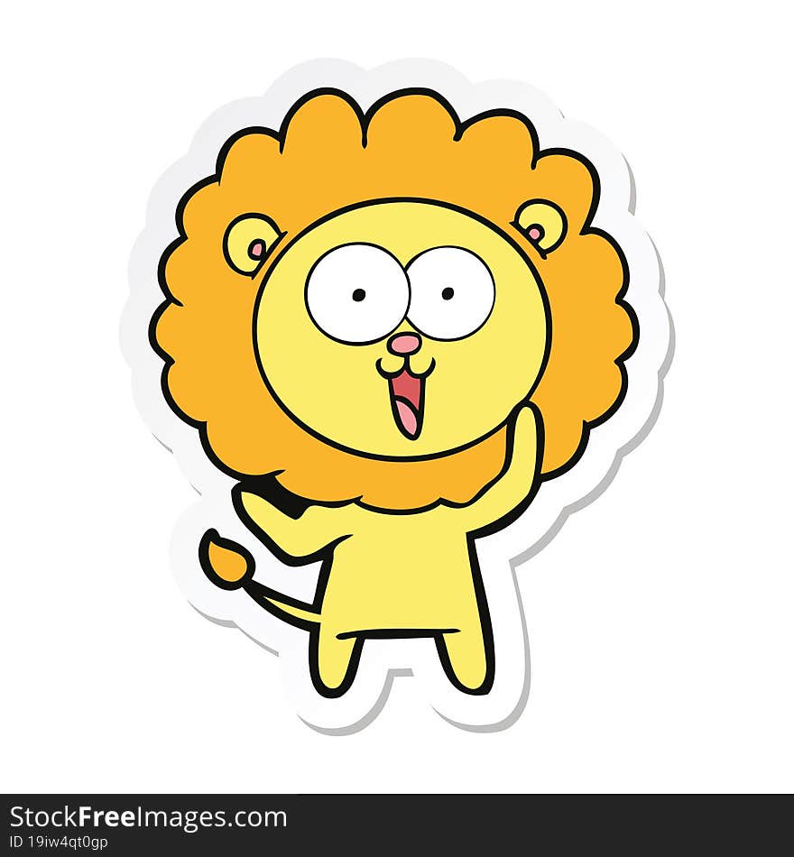 sticker of a happy cartoon lion