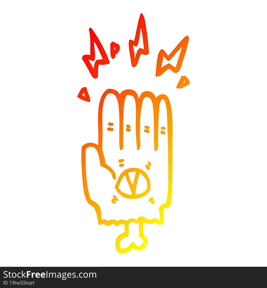 warm gradient line drawing spooky halloween zombie hand