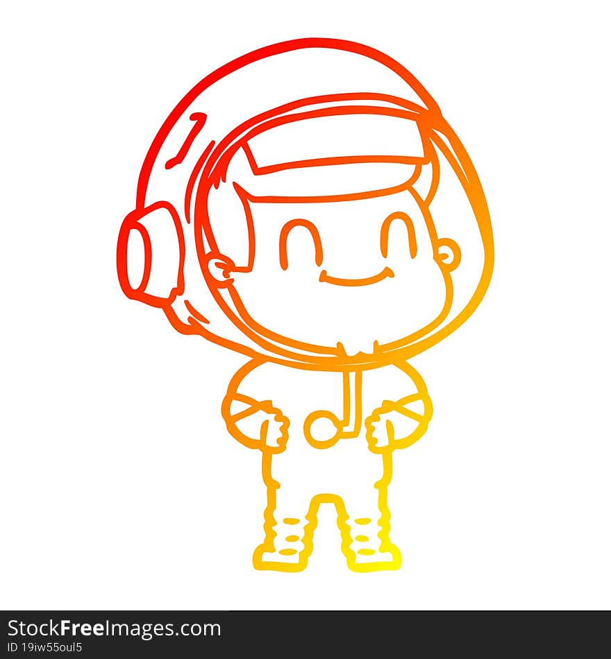 warm gradient line drawing happy cartoon astronaut man