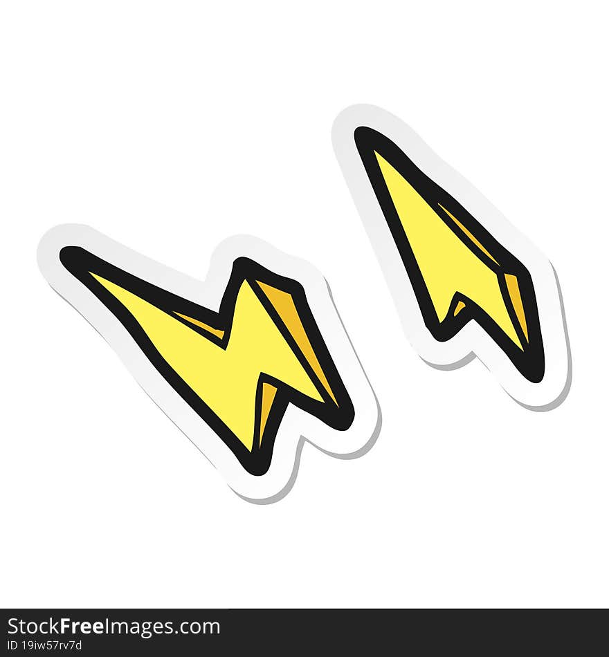 sticker of a cartoon lightning bolt doodles