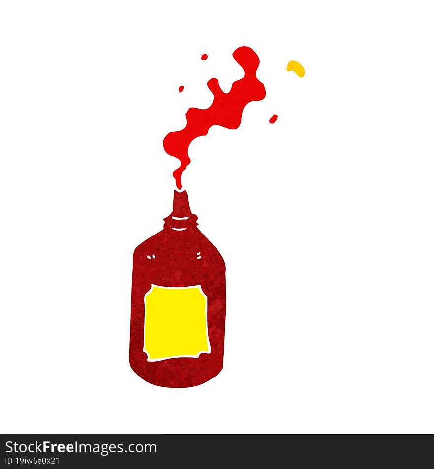 cartoon squirting ketchup bottle