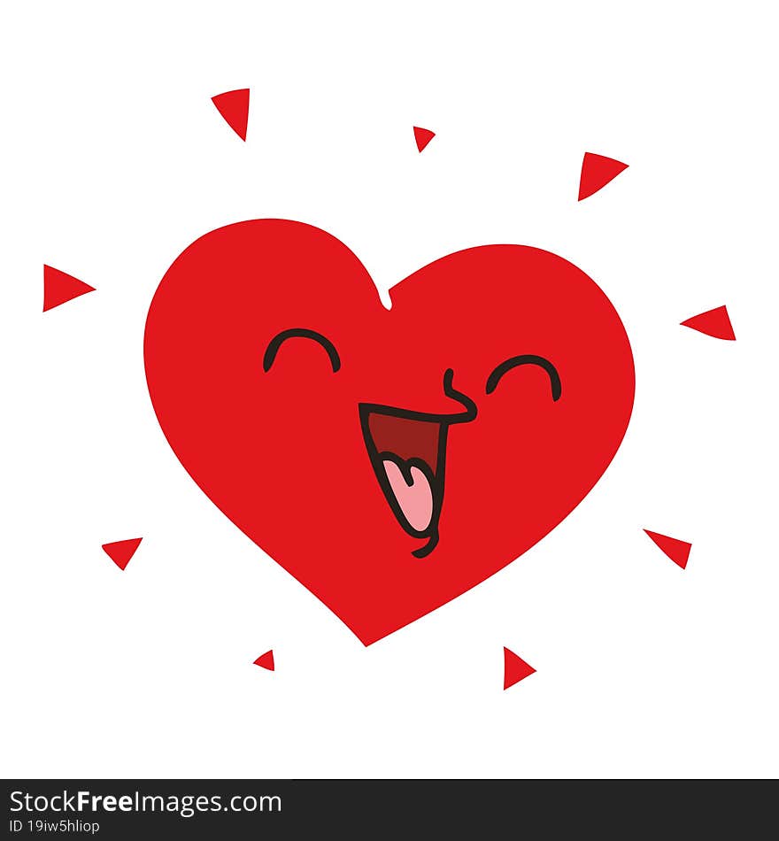 hand drawn quirky cartoon happy heart. hand drawn quirky cartoon happy heart