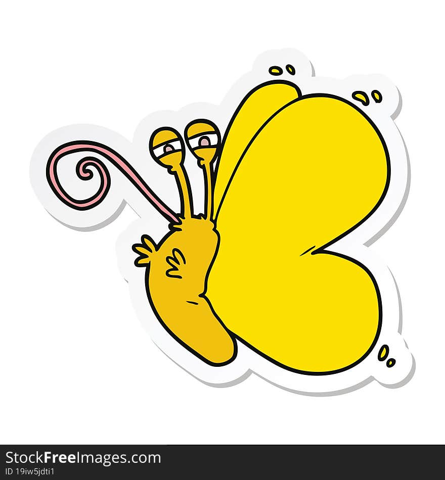 sticker of a funny cartoon butterfly