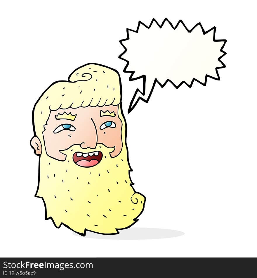 cartoon laughing bearded man with speech bubble