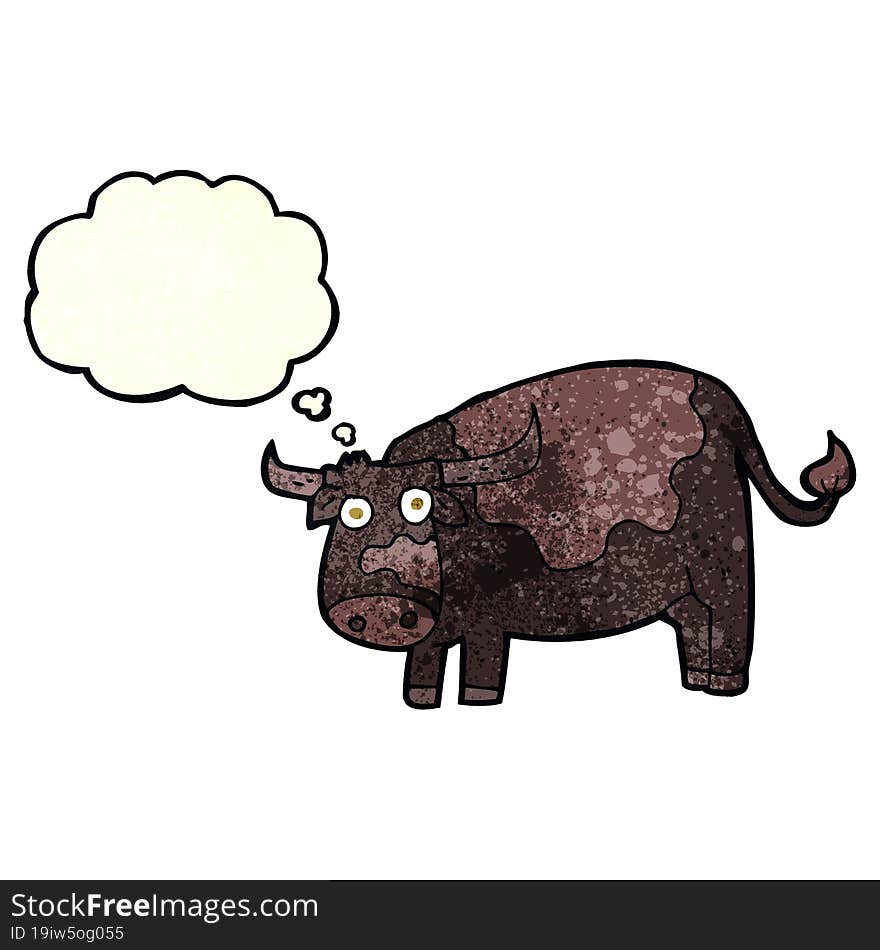 cartoon cow with thought bubble