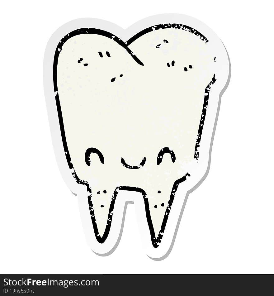 distressed sticker of a cartoon tooth