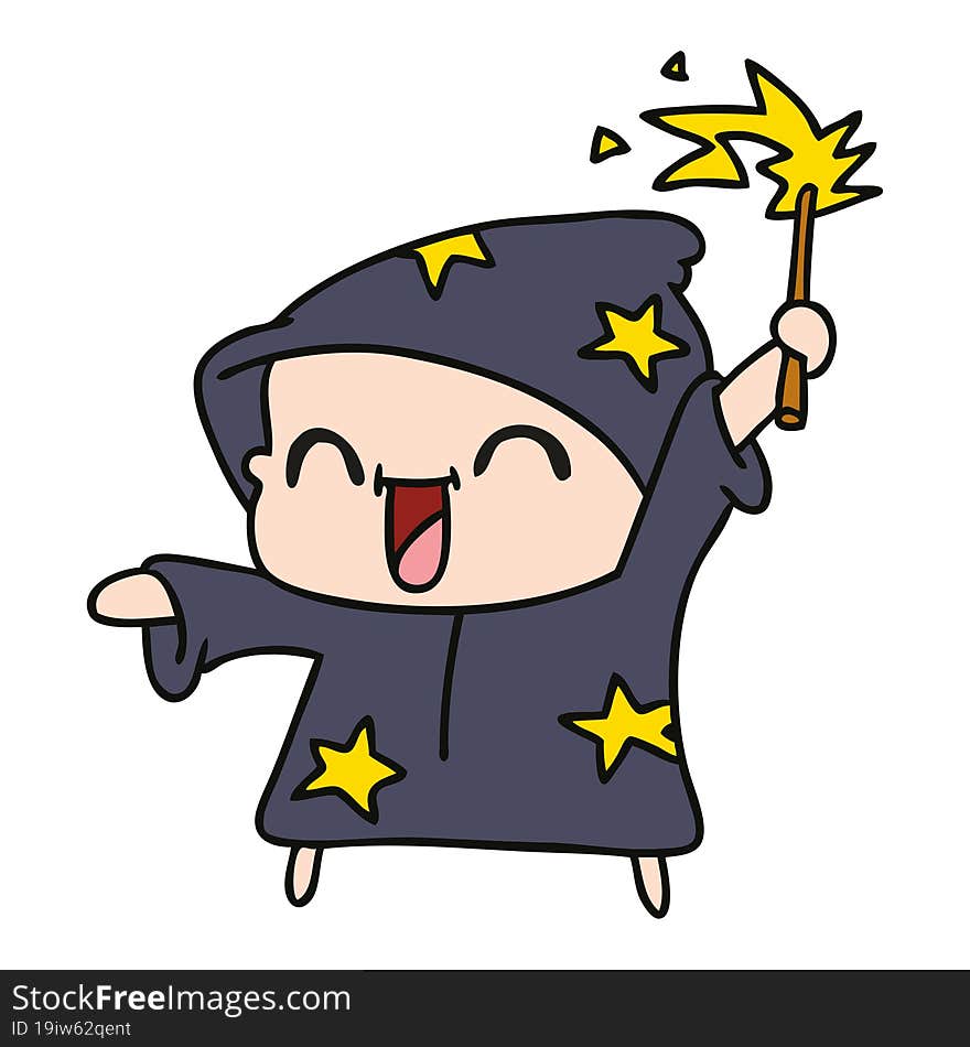 cartoon of a happy little wizard