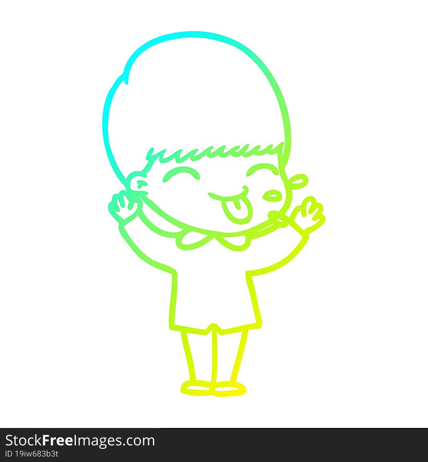 Cold Gradient Line Drawing Cartoon Funny Boy