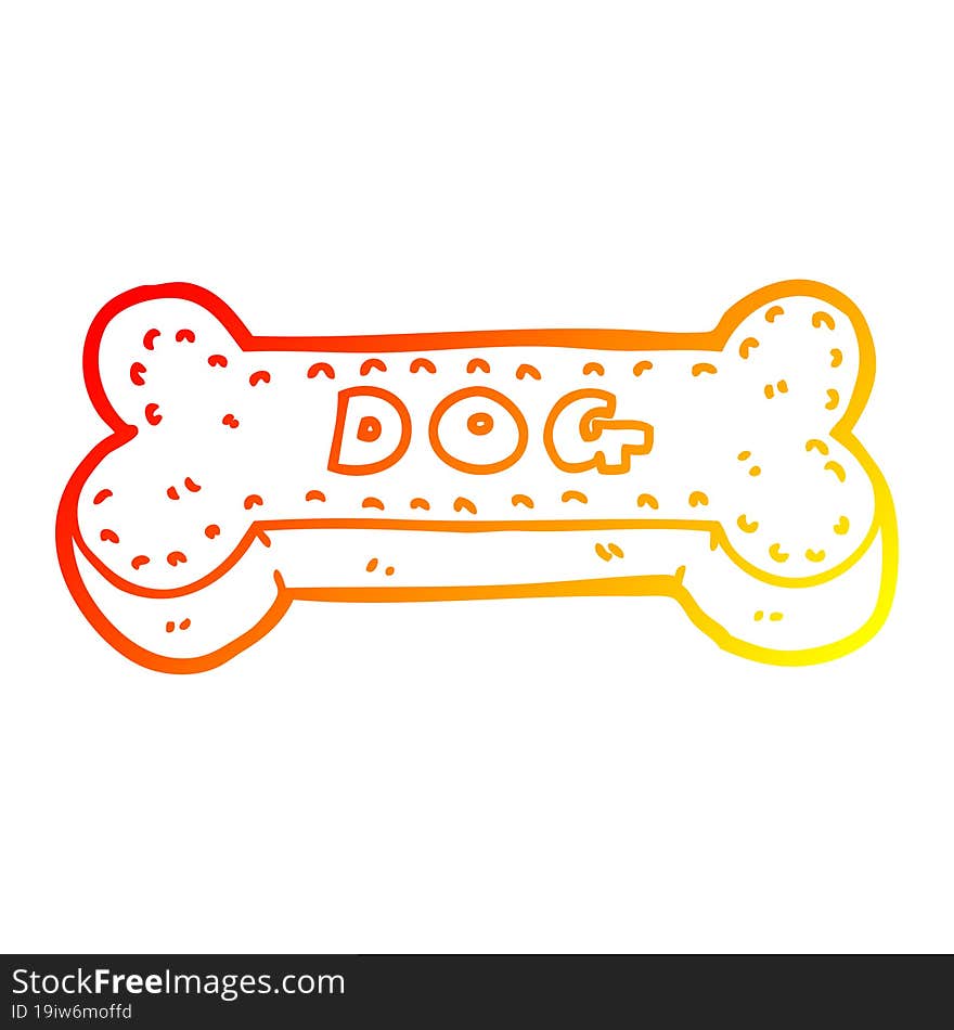 warm gradient line drawing of a cartoon dog biscuit