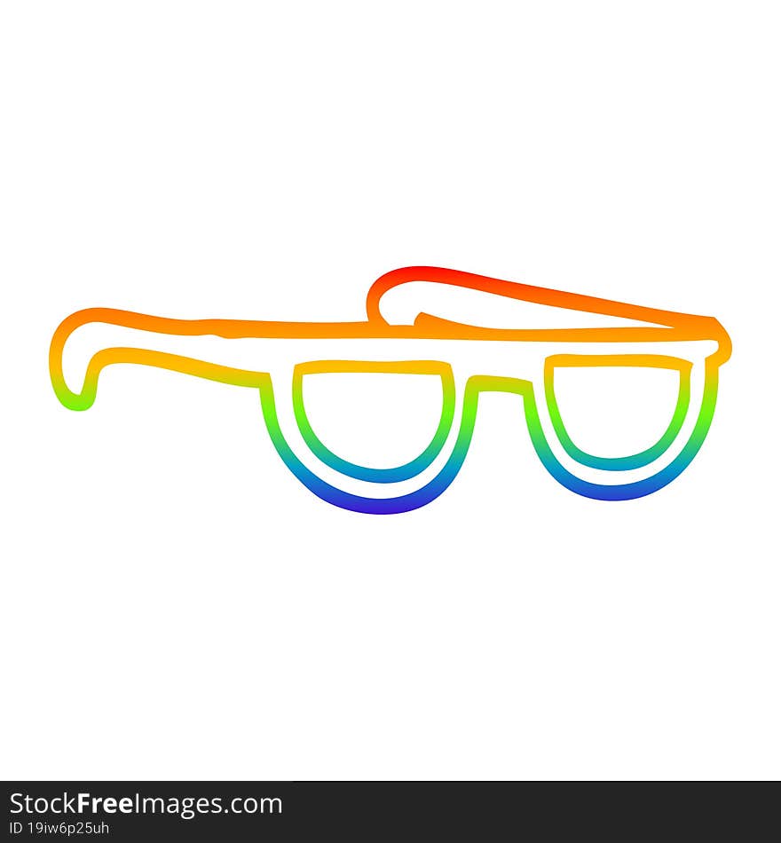 Rainbow Gradient Line Drawing Cartoon Sunglasses