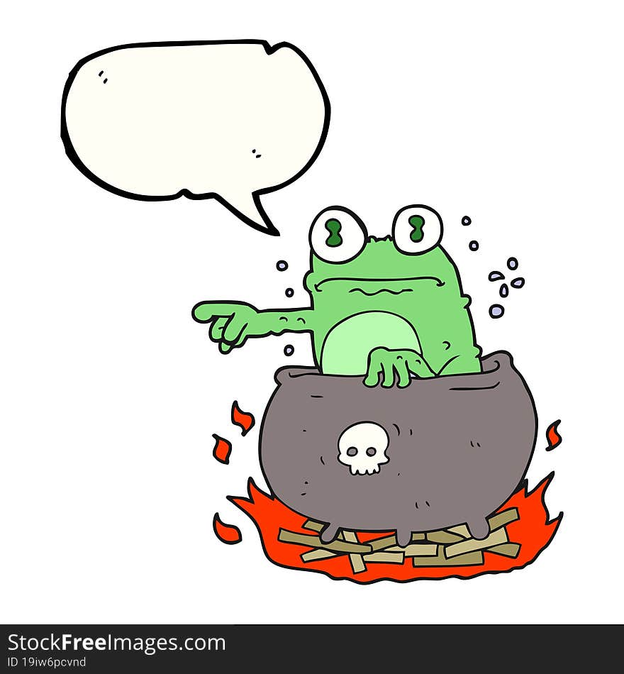 speech bubble cartoon halloween toad in cauldron