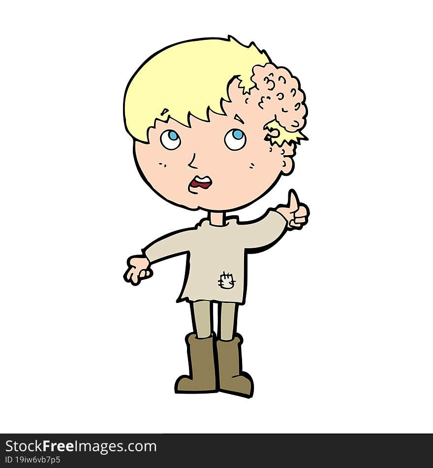 Cartoon Boy With Growth On Head