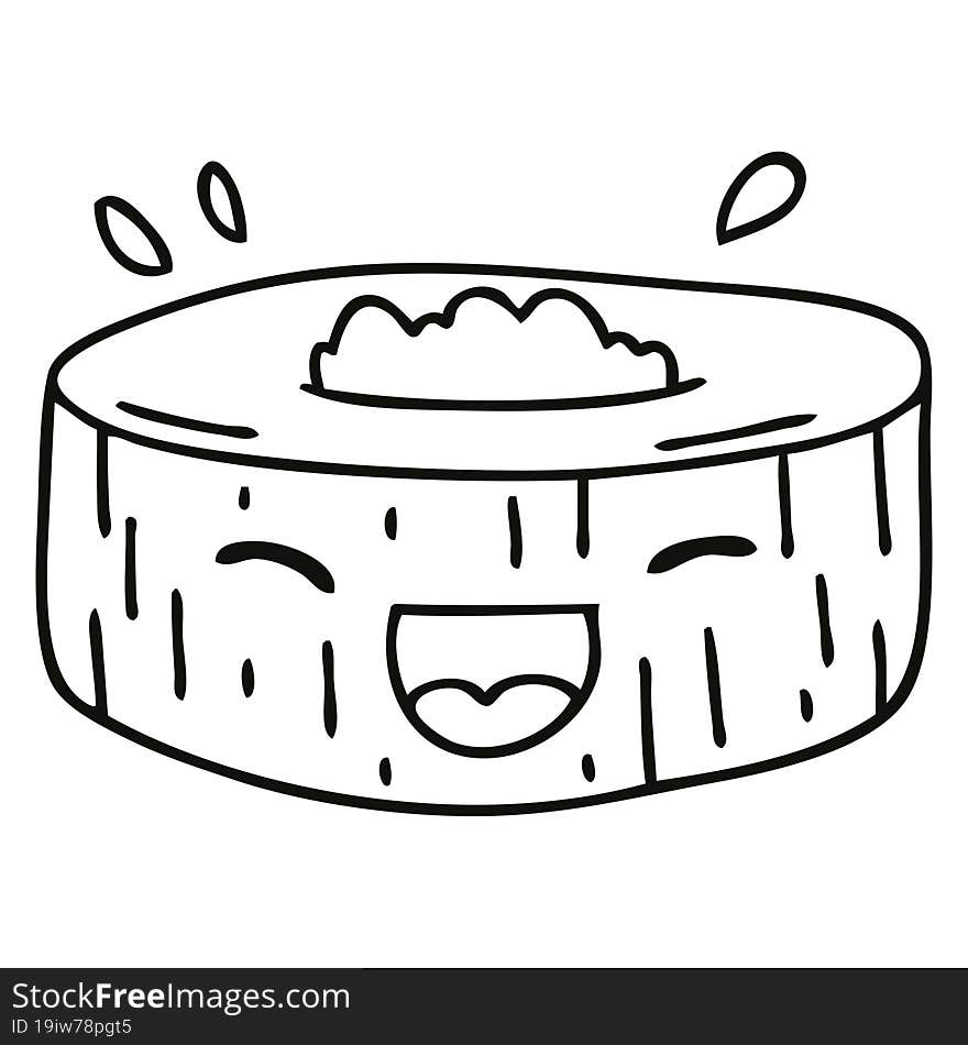 quirky line drawing cartoon happy sushi