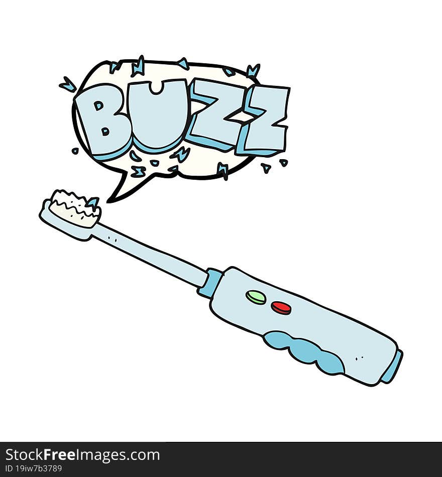 freehand drawn speech bubble cartoon buzzing electric toothbrush