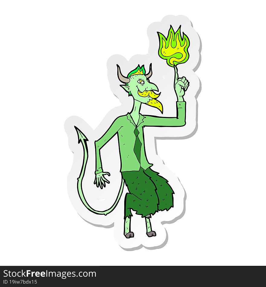 sticker of a cartoon devil in shirt and tie