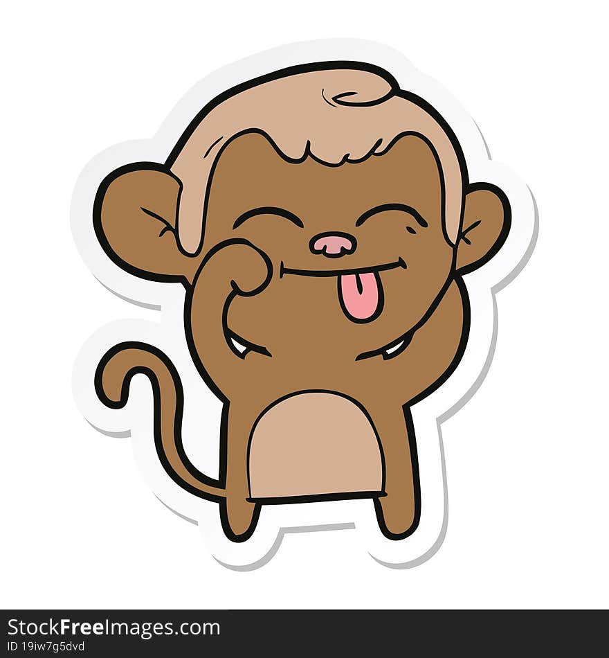 sticker of a funny cartoon monkey