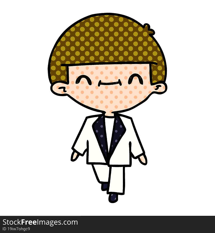 cartoon of cute kawaii boy in suit