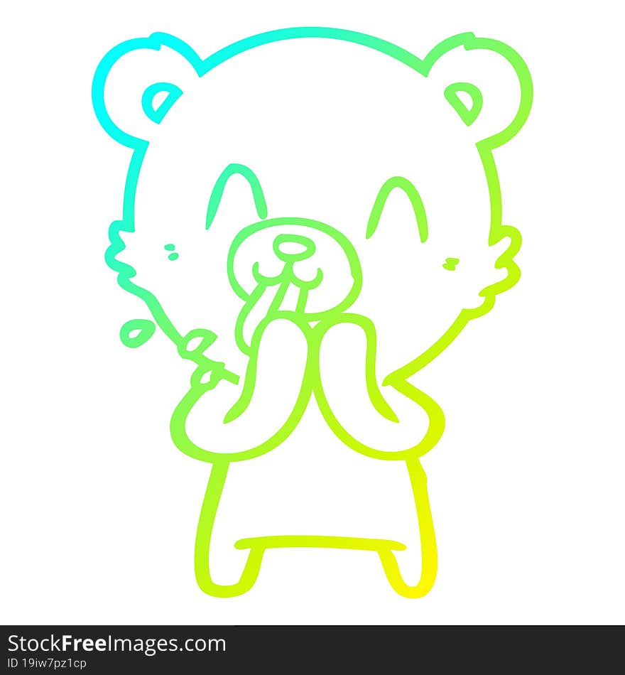 cold gradient line drawing rude cartoon bear