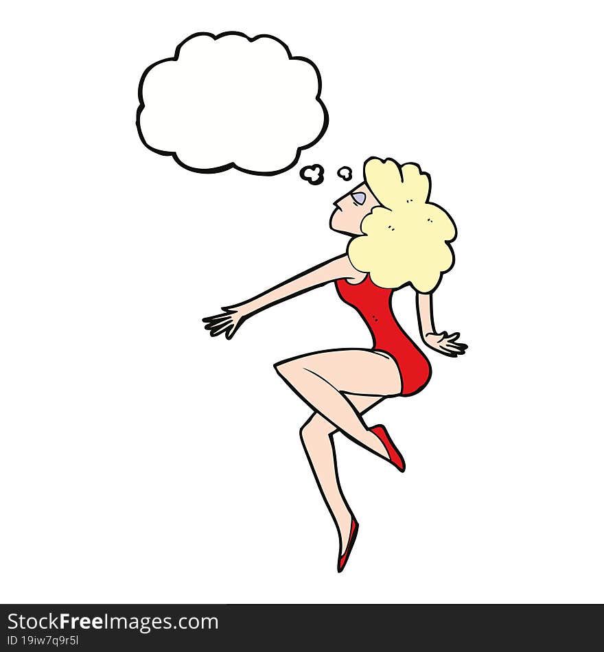 Cartoon Dancing Woman With Thought Bubble