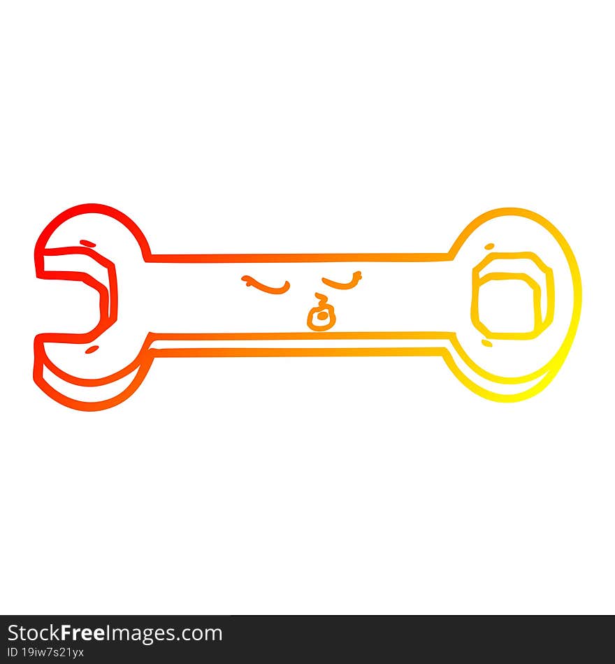 warm gradient line drawing cartoon spanner