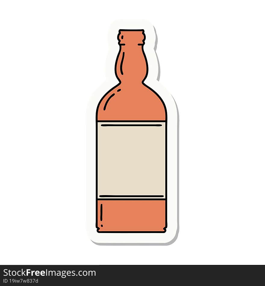 sticker of tattoo in traditional style of a bottle. sticker of tattoo in traditional style of a bottle