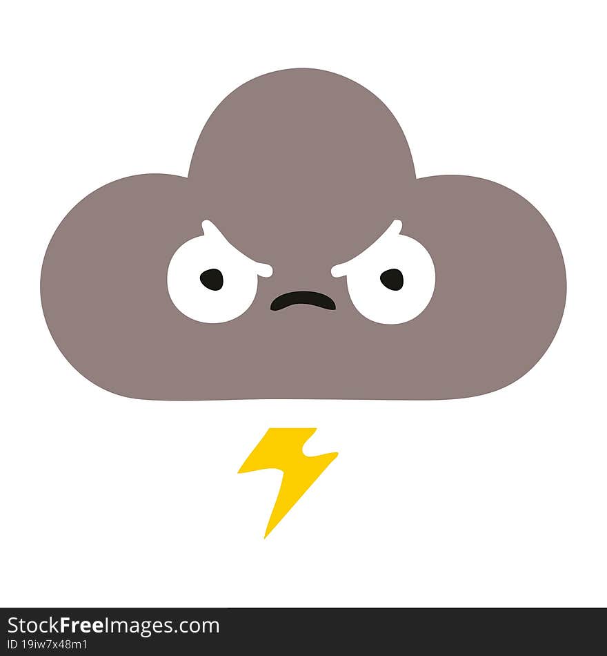 flat color retro cartoon storm cloud